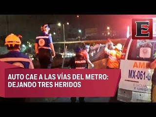 Cae auto a vías del Metro en la Línea 5