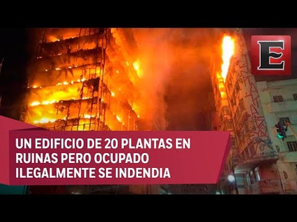 Colapsa edificio en llamas en Sao Paulo; al menos un muerto