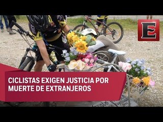 Ciclistas protestas por muerte de extranjeros en Chiapas