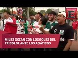 Capitalinos siguen el partido México vs Corea en plazas públicas
