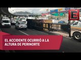Volcadura de tráiler sobre la México - Querétaro causó caos vial