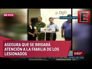 Conferencia de prensa de las autoridades de Durango sobre el accidente