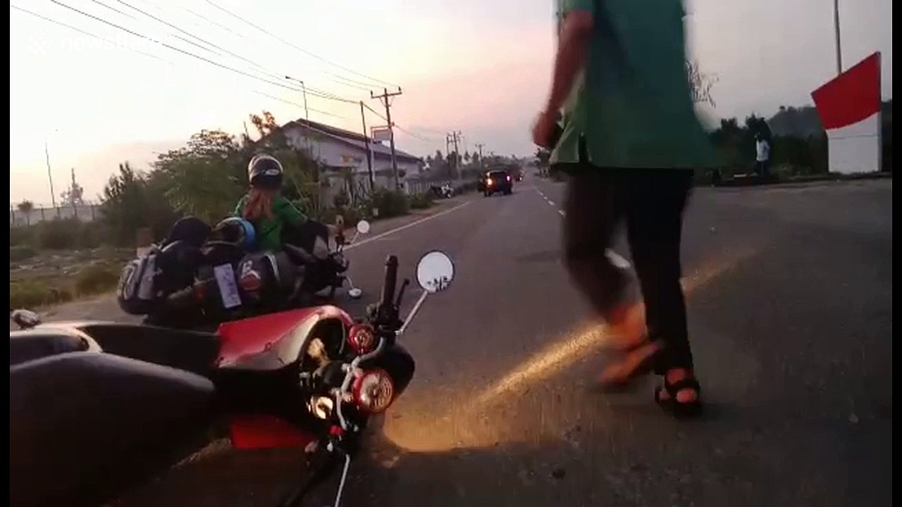 Dramatic moment the quake hit Indonesia before triggering tsunami