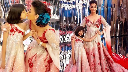 Download Video: Aaradhya Bachchan & Aishwarya Rai Bachchan wear SAME DRESS at Manish Malhotra show| FilmiBeat