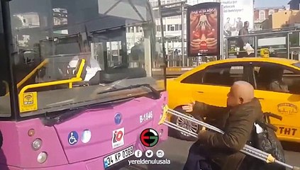 Halk otobüsü şoförü engelli yolcuyu otobüse almadı