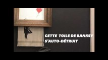 Ce tableau de Banksy s’auto-détruit en pleine vente aux enchères