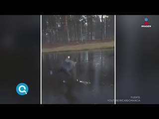 Este hombre intentó jugar golf en el hielo y así le fue | Qué Importa