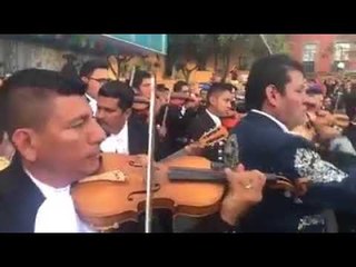 Mariachis cantan a todo pulmón a cambio de víveres en Garibaldi