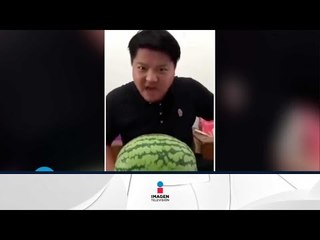 Mira lo que le sucedió por tratar de romper una sandía a lo Belinda | Final Feliz | Qué Importa