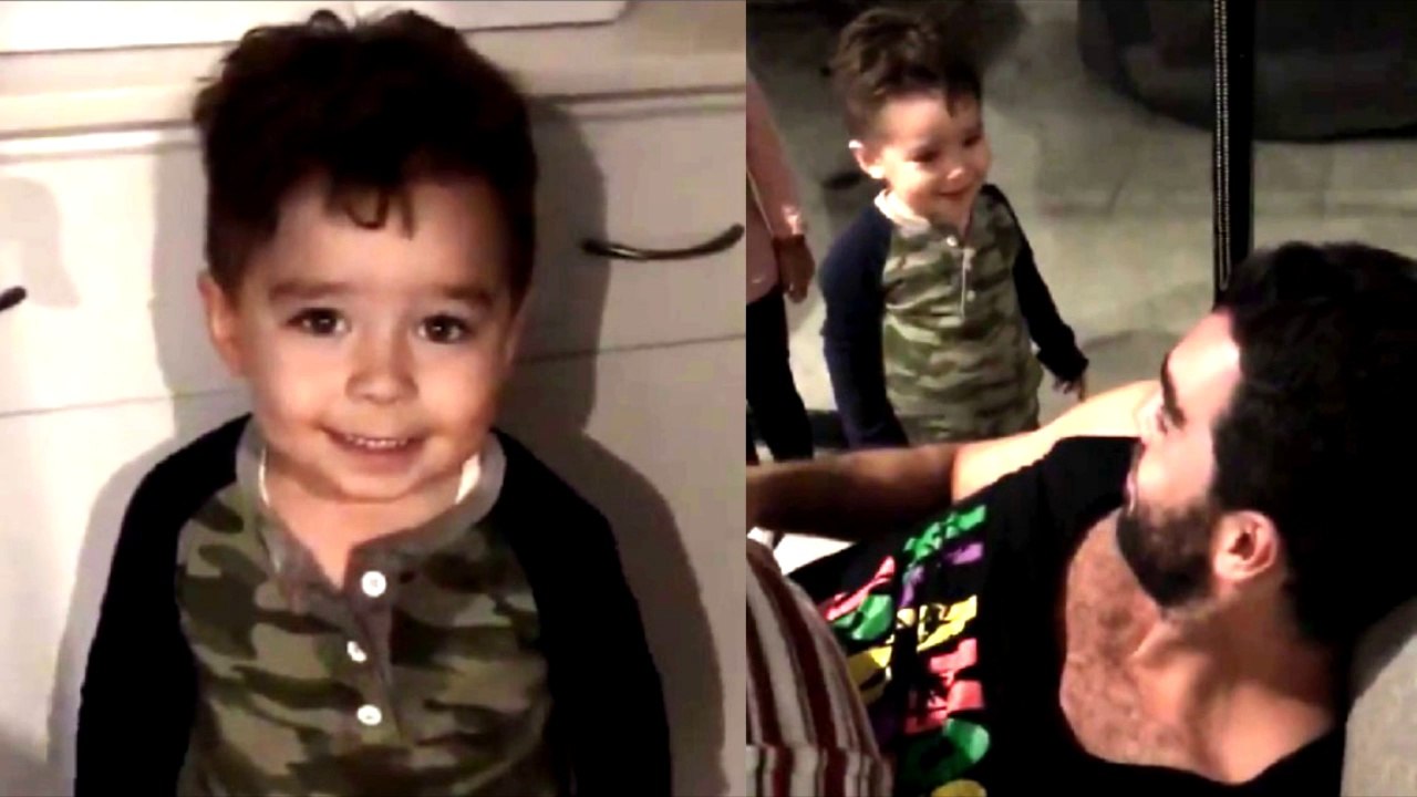 Ariadne Díaz, Marcus D'Ornellas y su hijo Diego juegan a las escondidas