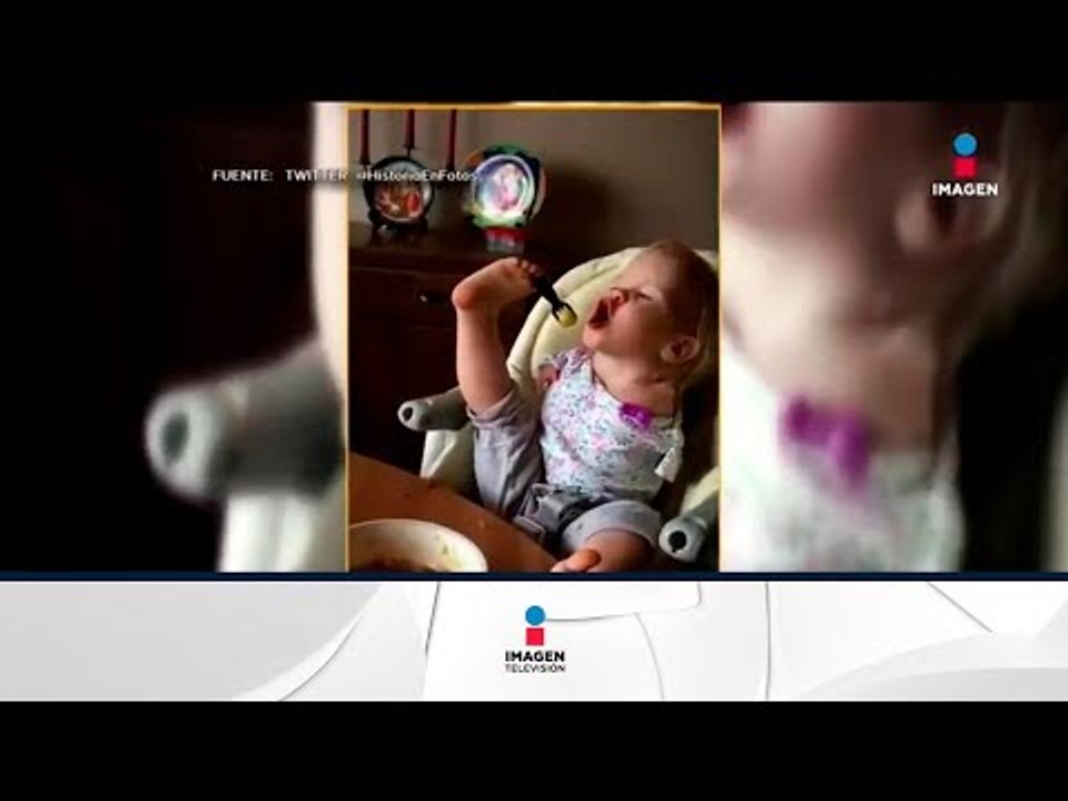 ¡Increíble vídeo de superación! Bebé sin brazos que come con los pies | Noticias con Paco Zea