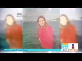 Esta joven se confundió y aventó su celular al agua | Noticias con Francisco Zea