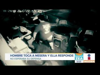 Hombre manosea el trasero de una mesera y ¡Ella se defiende! | Noticias con Francisco Zea