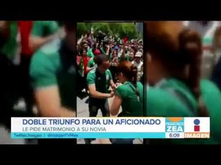 Aficionado mexicano le pide matrimonio a su novia tras la victoria de México | Noticias con Zea