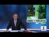 Encuentran armas y pancartas con frases alusivas a personas desaparecidas en Tamaulipas