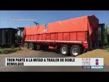 Tren choca contra tráiler y lo parte a la mitad | Noticias con Ciro