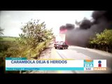 Carambola de 7 autos en Veracruz deja 6 personas heridas | Noticias con Francisco Zea