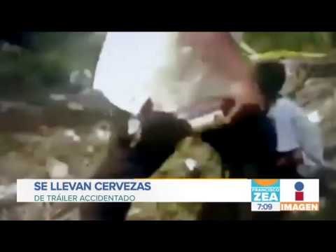 Se llevan cervezas de trailer accidentado | Noticias con Francisco Zea