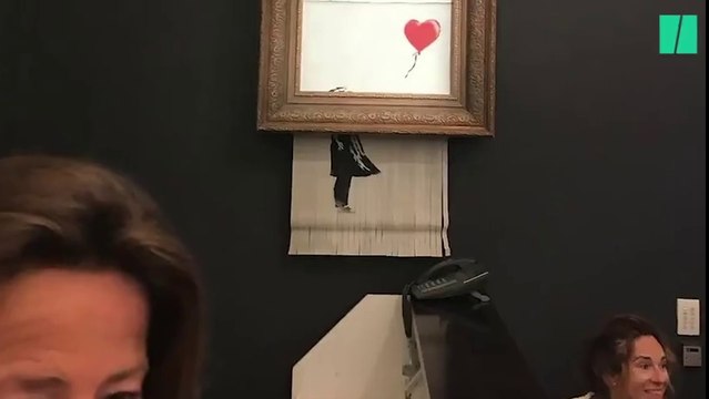 Un oeuvre de Banksy s'autodétruit en pleine vente aux enchères chez Sotheby's