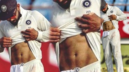 India vs West indies 2018 : Virat Kohli  Caught Checking His Abs In Mid-Match