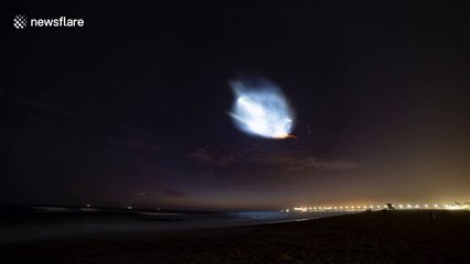 Stunning time lapse of SpaceX rocket launch creates impressive light show over Huntington Beach