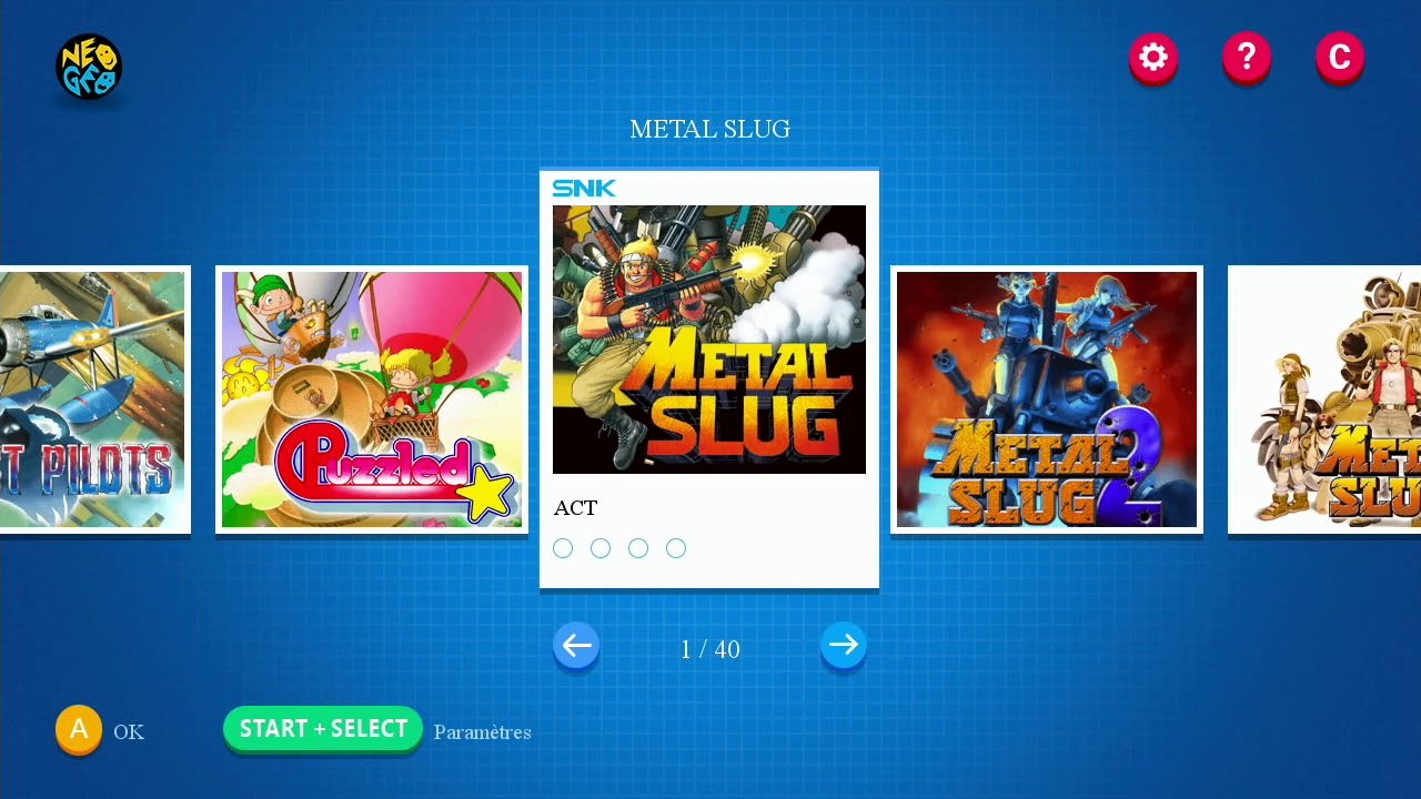 Neo Geo Mini - Parcours de l'interface