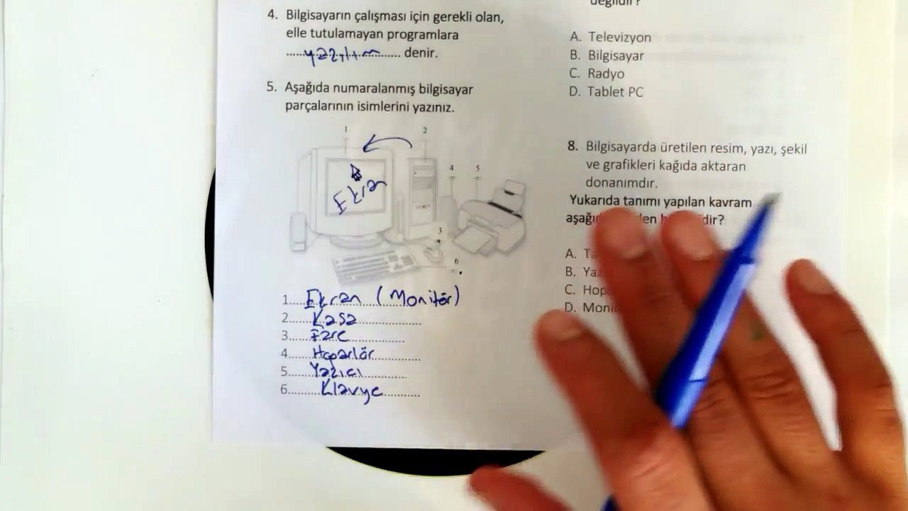 5. Sınıf BİLİŞİM TEKNOLOJİLERİ 1. Dönem 1. Yazılı Soruları ve Çözümü 2018
