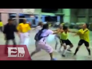 Agresión a árbitro durante juego de fútbol sala femenil/ Rigoberto Plascencia