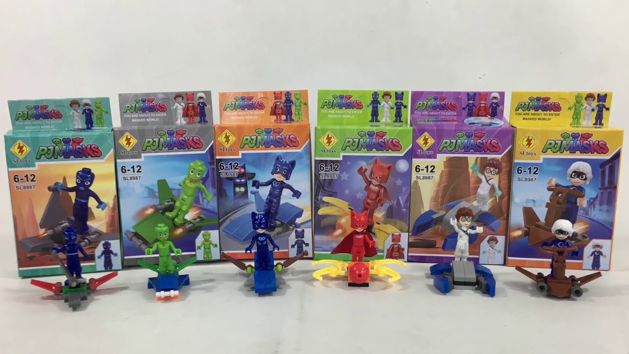  6 PJ Masks RARE Mini Doll Brick Figures Set Catboy Gekko Owlette Knock Offs || Keith's Toy Box