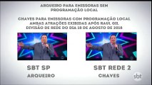 Divisão de rede do SBT (18/08/2018) (Diferenças nos sinais) - SBT SP e SBT Rede 2