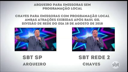 Divisão de rede do SBT (18/08/2018) (Diferenças nos sinais) - SBT SP e SBT Rede 2