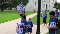 Protesters chant 