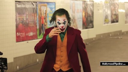 JOKER Movie Filming New Scene in Brooklyn Subway Station - Joaquin Phoenix in Full Make Up