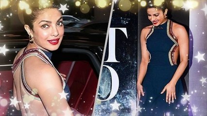 Priyanka chopra look stunning with back less dress in blue outfit __Priyanka chopra