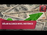 Sube el dólar, alcanza un nivel histórico