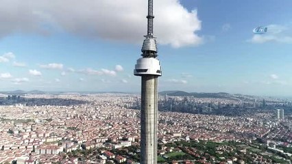Restoran Bölümü Monte Edilen Çamlıca Kulesi'nin Son Hali Havadan Görüntülendi