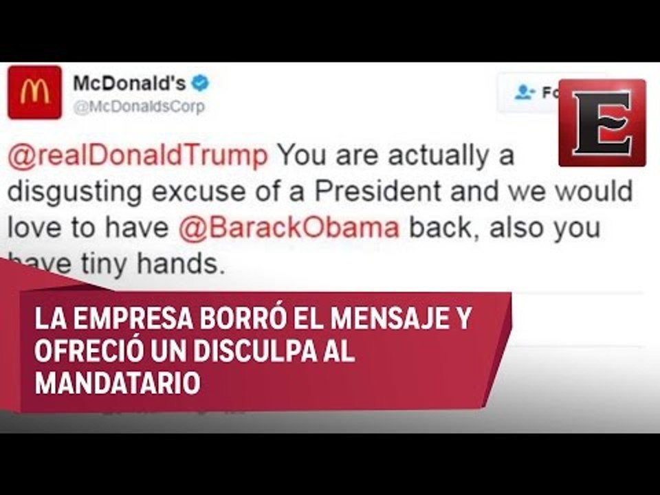 Hackean cuenta de Twitter de McDonald's para ofender a Trump