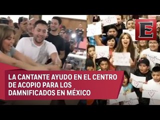 Thalía canta 'Cielito Lindo' y empaqueta víveres en Nueva York