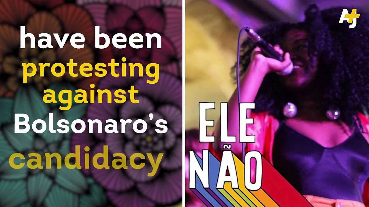 Thousands of women are taking to the streets in Brazil to say #NotHim after a far-right politician won the first round of the presidential elections.