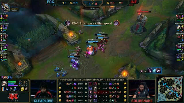 EDG vs INF Day 2 Play-In Stage S8 LoL Worlds 2018 Edward Gaming vs Infinity eSports