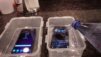 Samsung Galaxy s9 plus vs  iPhone X  sparkling water Freeze Test