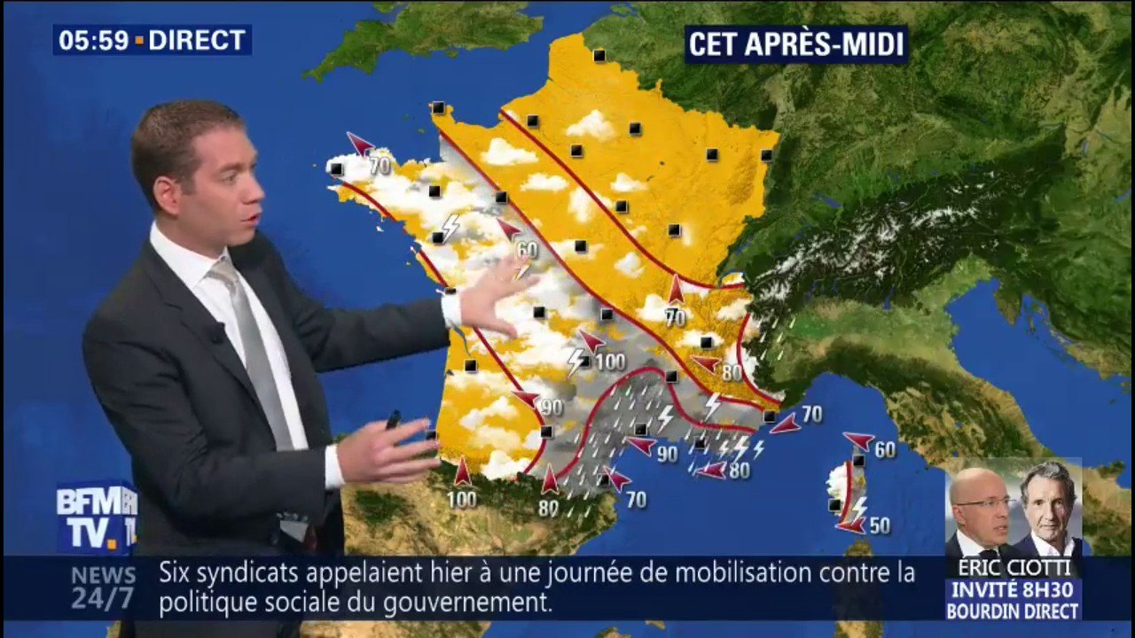 C'est la journée la plus chaude de la semaine avec un temps toujours perturbé dans le sud-ouest