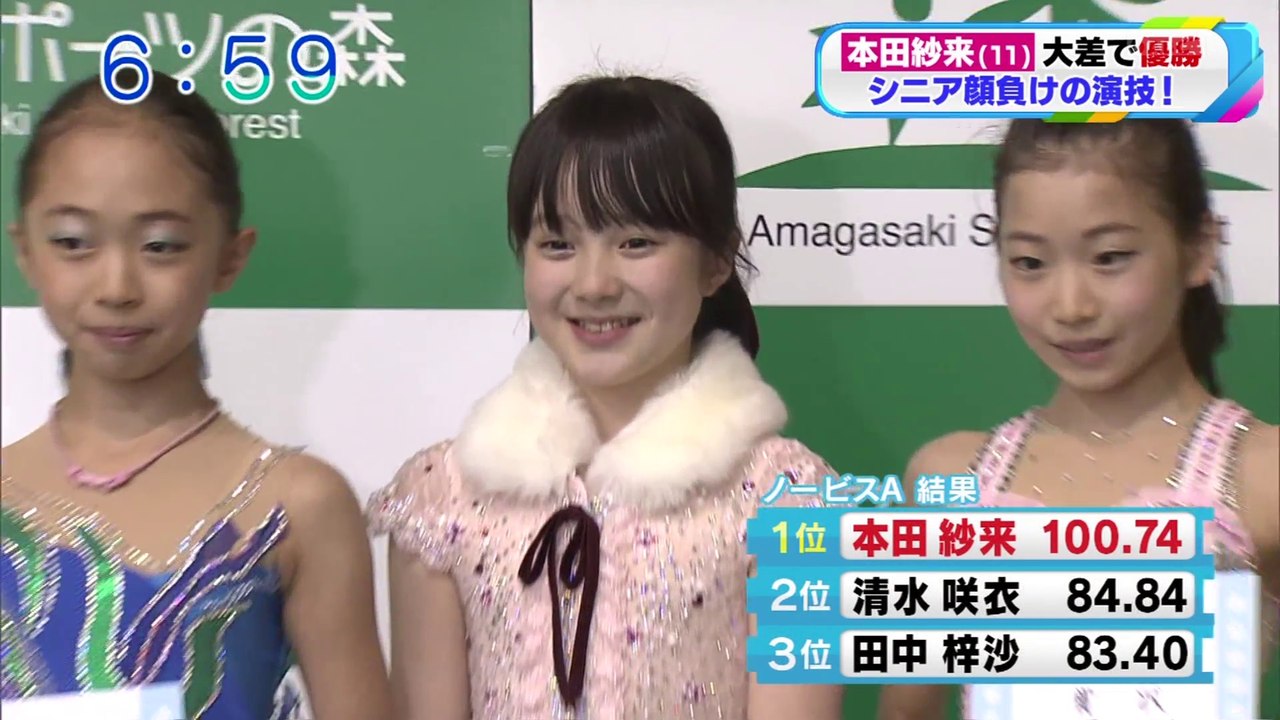 10/8  近畿ブロック大会 ノービスA 本田紗来選手優勝　3Lz-3T　2A-3T-2T