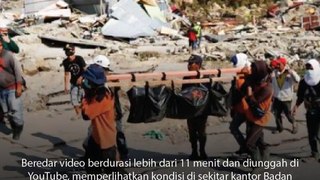 Video yang berdurasi lebih dari 11 menit dan diunggah di YouTube memperlihatkan kondisi di sekitar kantor Badan Perencanaan Pembangunan Daerah Kota Palu yang di