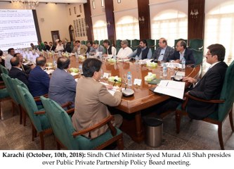 Sindh Chief Minister Syed Murad Ali Shah presides over Public Private Partnership Policy Board meeting