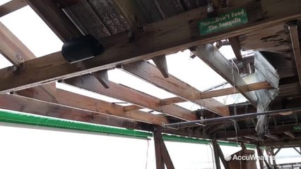 Metal roof shredded by sustained winds of 150 mph during Hurricane Michael