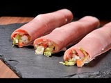 Rollitos frescos de jamón con queso y verdura - Fresh Ham Rolls with Cheese and Vegetables