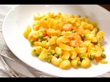 Codos con chicharos y camarones al curry - Recetas de cocina italiana en español - recetas de pasta