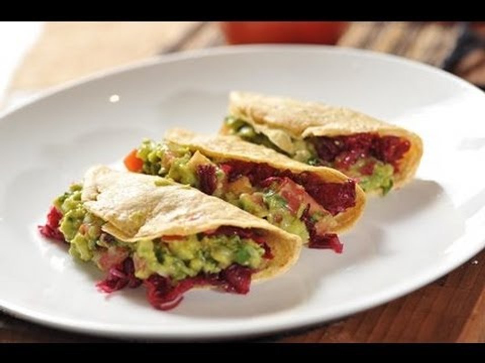 Tacos de jamaica con guacamole - Recetas de cocina - Hibiscus tacos with guacamole