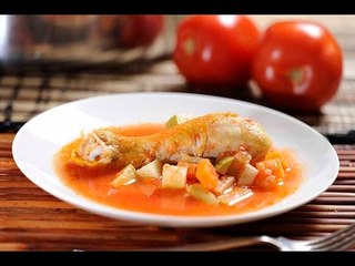 Pollo con verduras y caldillo de jitomate